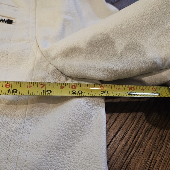Fried Denim Faux Leather Jacket White Men's Size Medium Used Condition Zippers.  - Picture 7 of 14